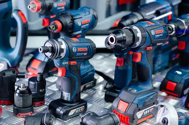 kyiv ukraine april close up different bosch tools close up different bosch tools 145430012